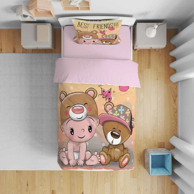 سرویس روتختی مدل خرسی و کودک T5829 تک نفره 5 تکه