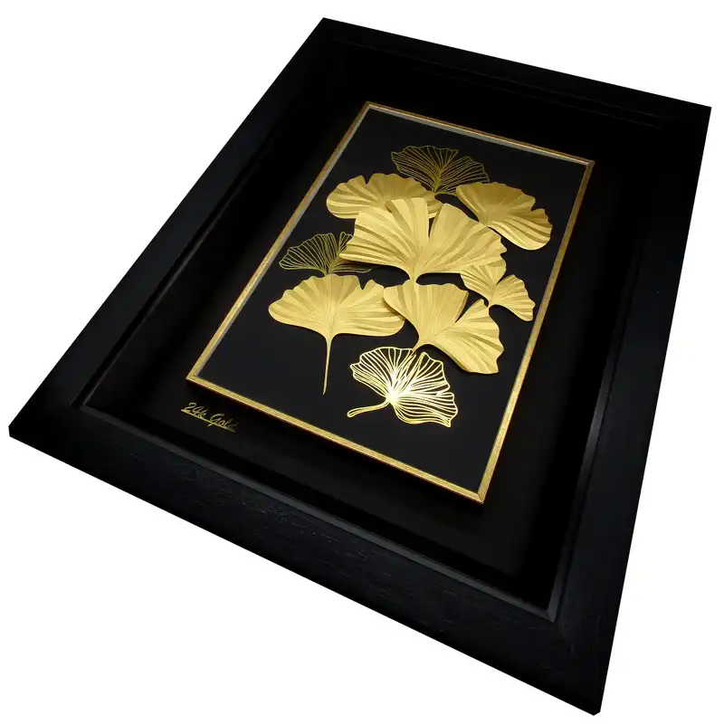 تابلو طلا کوب زرکات طرح گلبرگ مدل F140