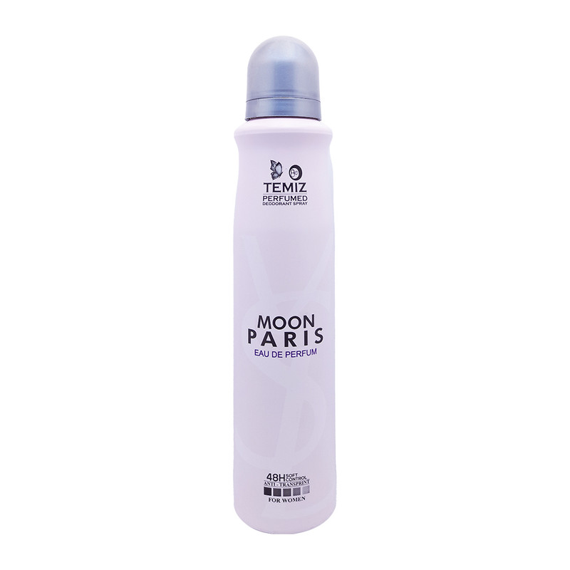 اسپری دئودورانت تمیز پرفیوم مدل Moon Paris حجم 200 میلی لیتر اسپری دئودورانت تمیز پرفیوم مدل Moon Paris حجم 200 میلی لیتر