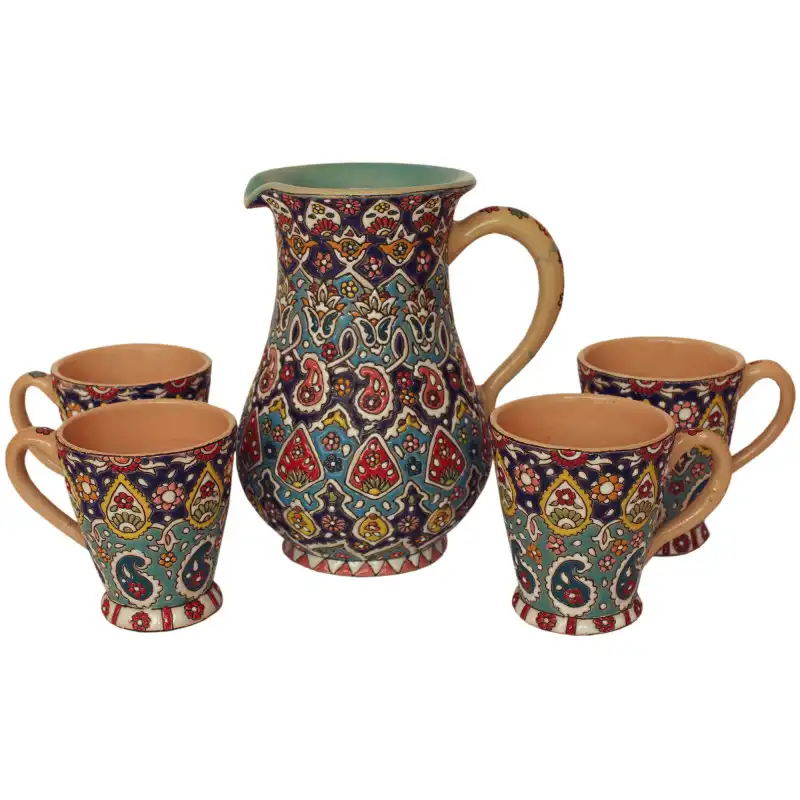 ست 5 تکه پارچ و لیوان میناکاری کد 5