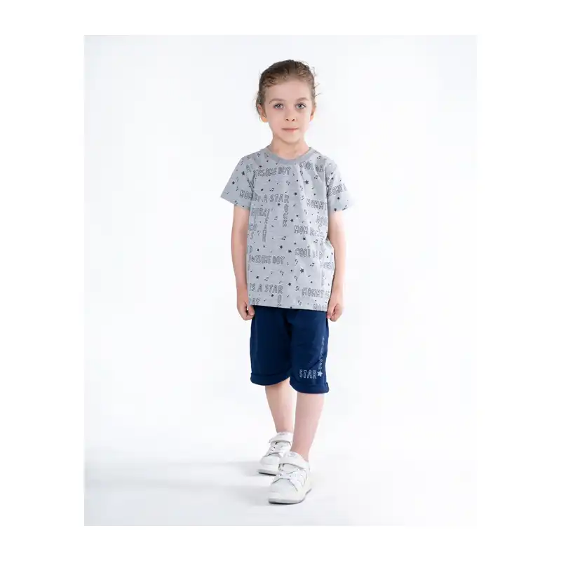 ست تی شرت و شلوارک نوزادی آدمک مدل تمام چاپ کد 160004