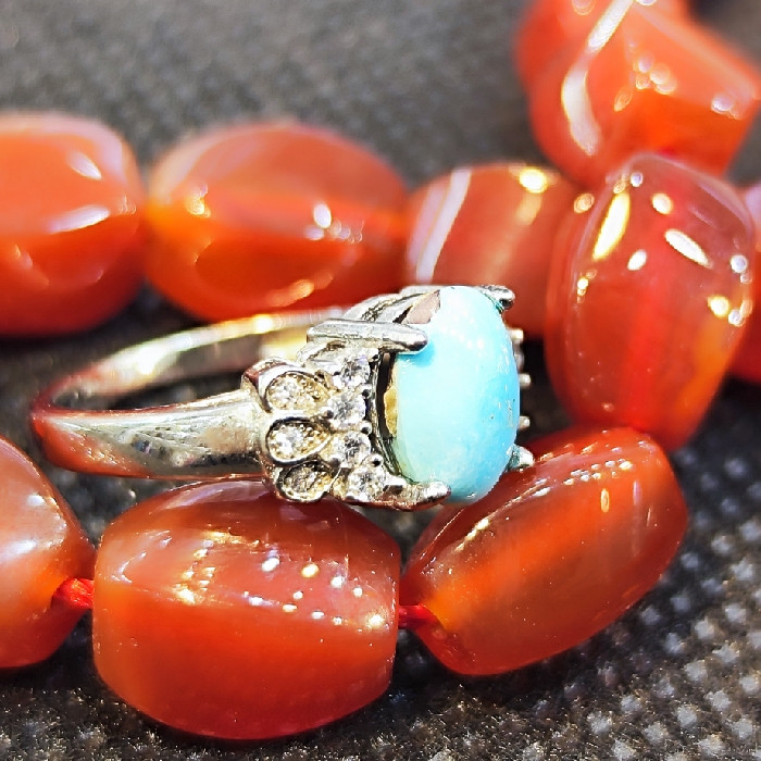 انگشتر نقره زنانه مدل سنگ فیروزه نیشابور کد 330