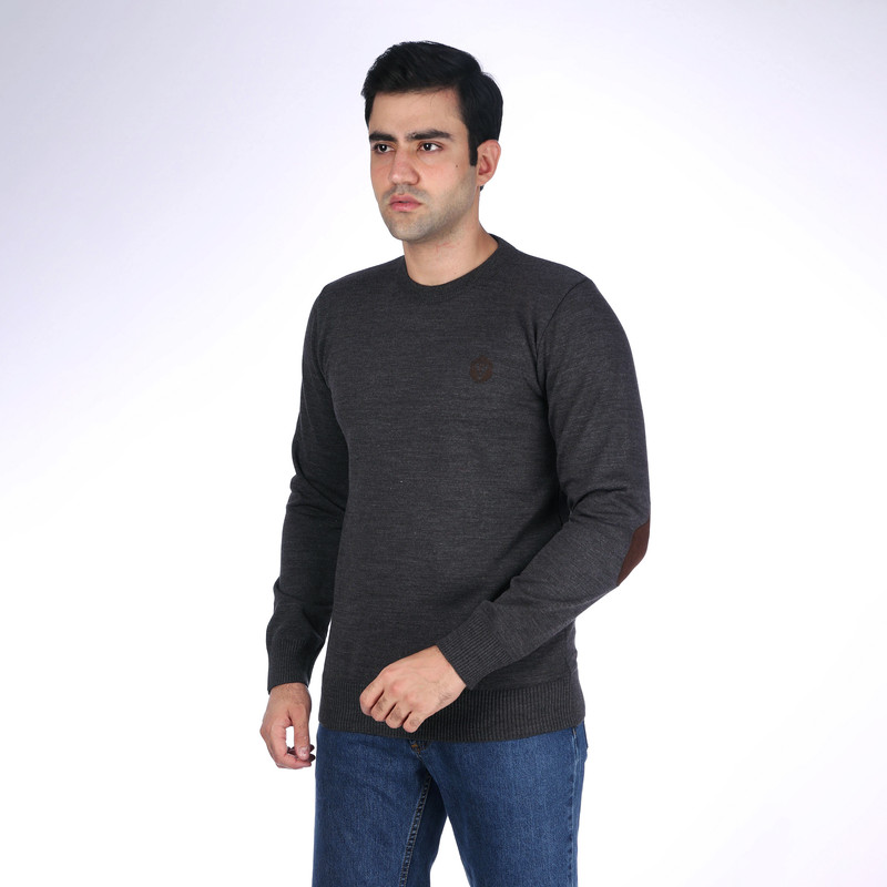 پلیور مردانه تریکو پاییزان مدل یقه گرد کد PR700  رنگ زغالی