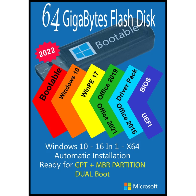 سیستم عامل Windows 10 AIO 16In1 X64 - Driver Pack 2022 - Office 2016-2019-2021 Pro Plus  نشر مایکروسافت