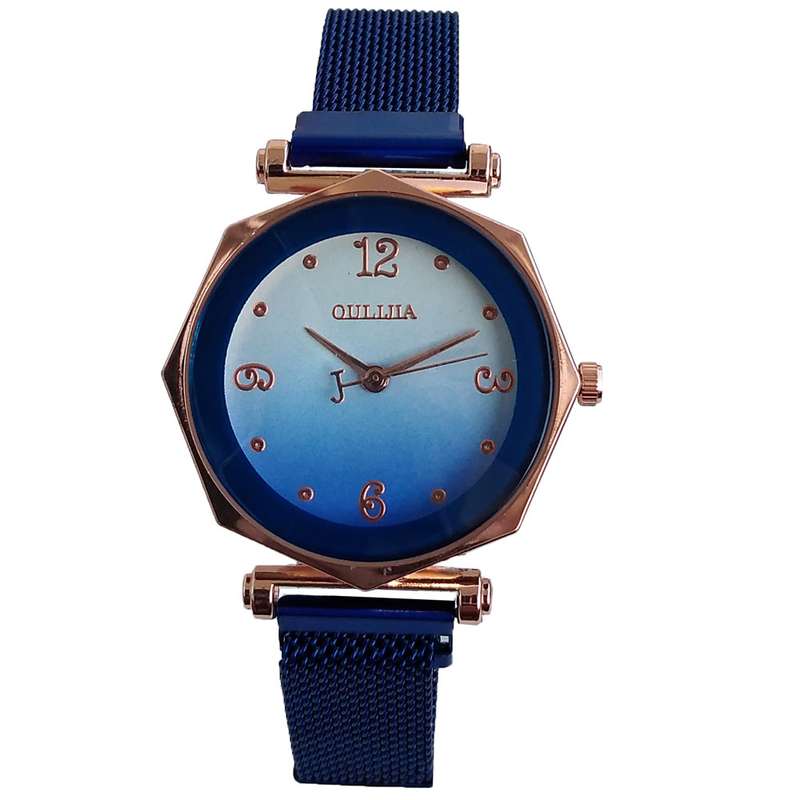 ساعت مچی عقربه ای دخترانه مدل مگنتی بندحصیری کد 606