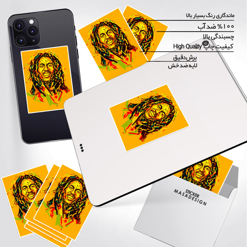 استیکر تزئینی موبایل و تبلت ماسا دیزاین مدل stkv029 طرح BOB MARLEY