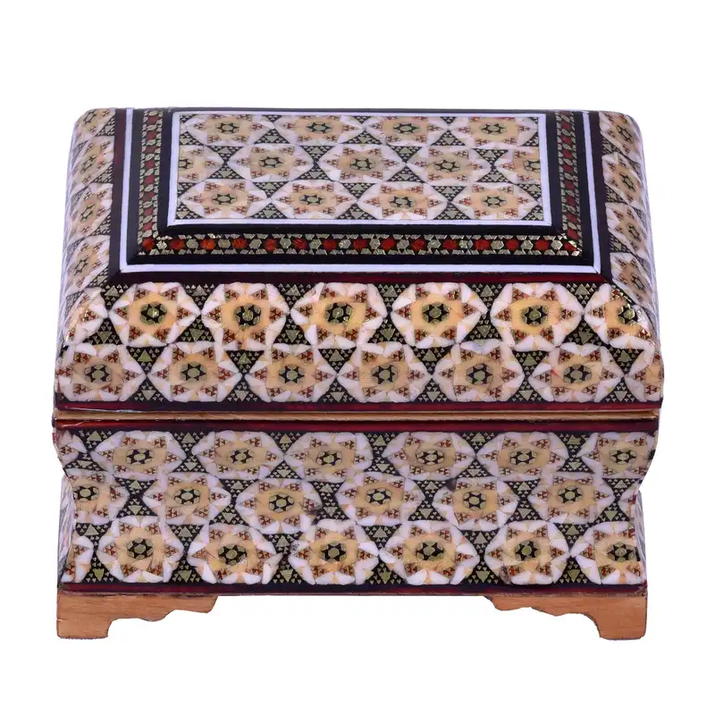 جعبه جواهرات خاتم کاری طرح ستاره ای کد 1108