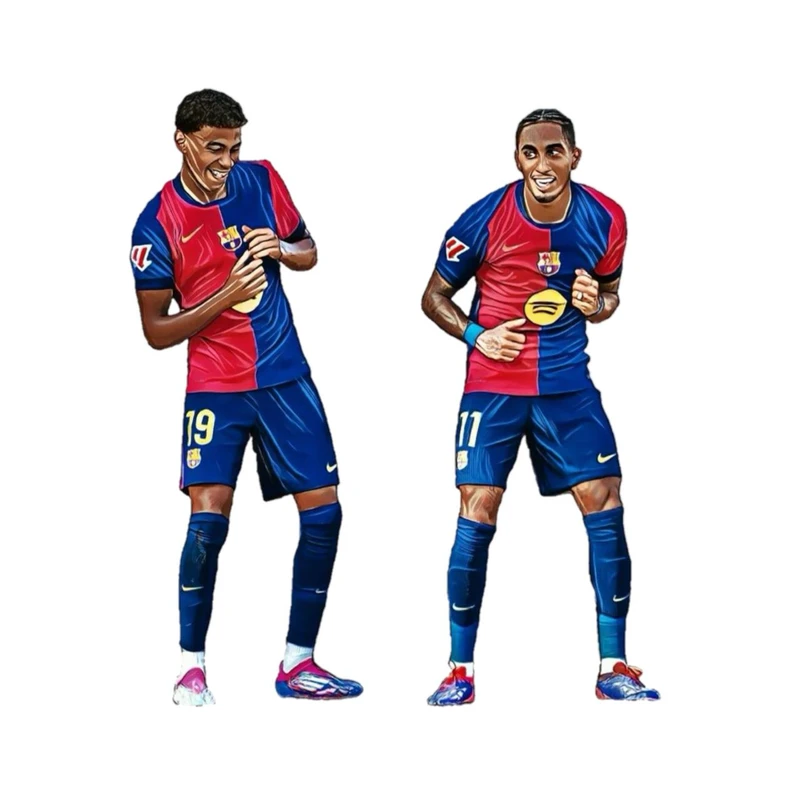 استیکر پارچه و لباس پاد آفرین مدل کارتونی فوتبالی لامین یامال رافینیا بامزه جذاب کد 1915