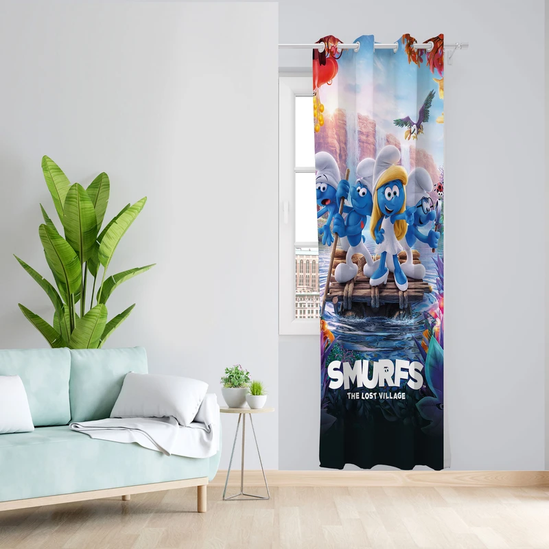  پرده مدل SMURFS مخمل پانچی کد 940 سایز 140x280 سانتی متر