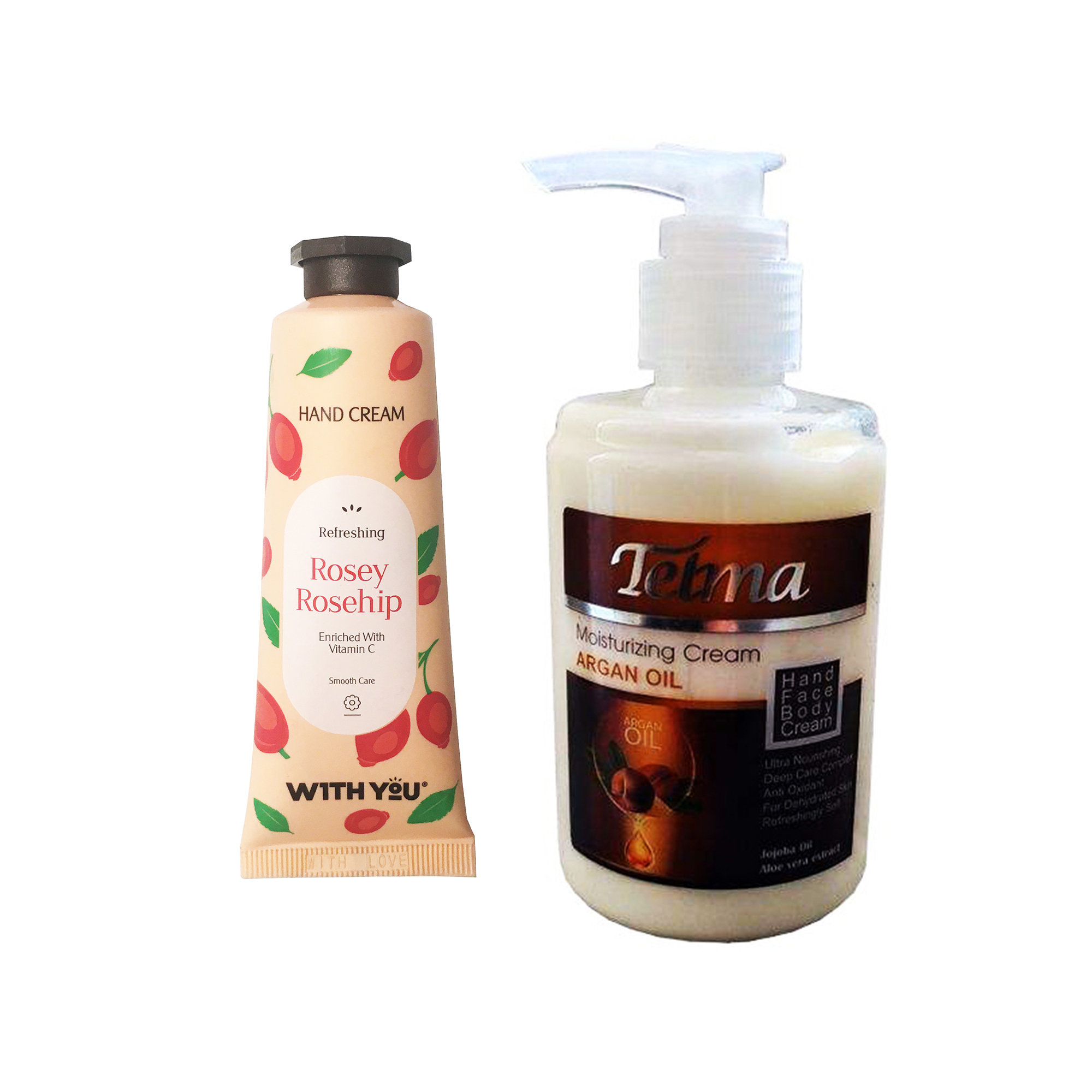 کرم آبرسان و مرطوب کننده تلما مدل آرگان حجم 200 میلی لیتر به همراه کرم مرطوب کننده ویت یو مدل Rosey Rosehip حجم 50 میلی لیتر 
