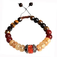 دستبند ناماسته مدل چشم ببر و عقیق قرمز و سیترین و جاسپر کد 11