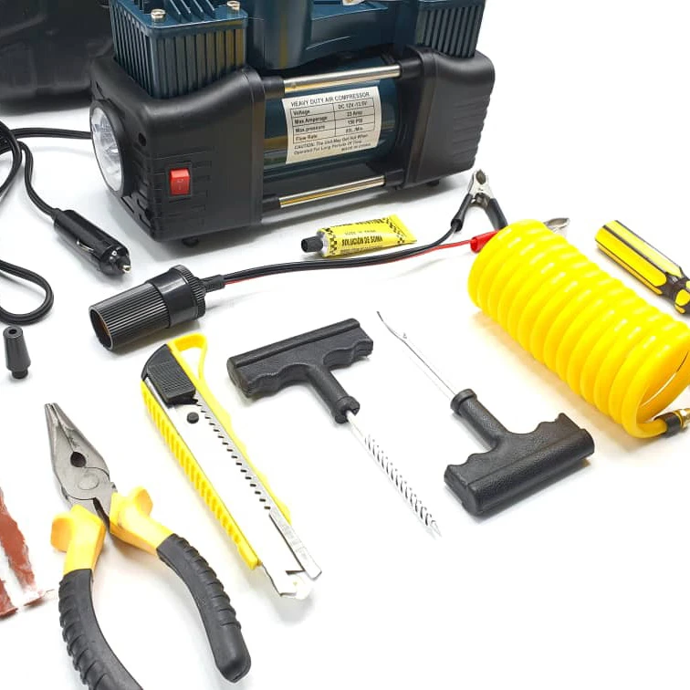 عکس شماره 4 : کمپرسور هوا باس مدل فندکی خودرو کد 12-v مجموعه 14 عددی