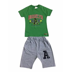 ست تی شرت و شلوارک پسرانه مدل بروکلین رنگ سبز