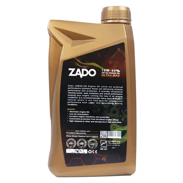روغن موتور خودرو زادو مدل SAE 10W40-SN-ULTRA MAX حجم 1 لیتر