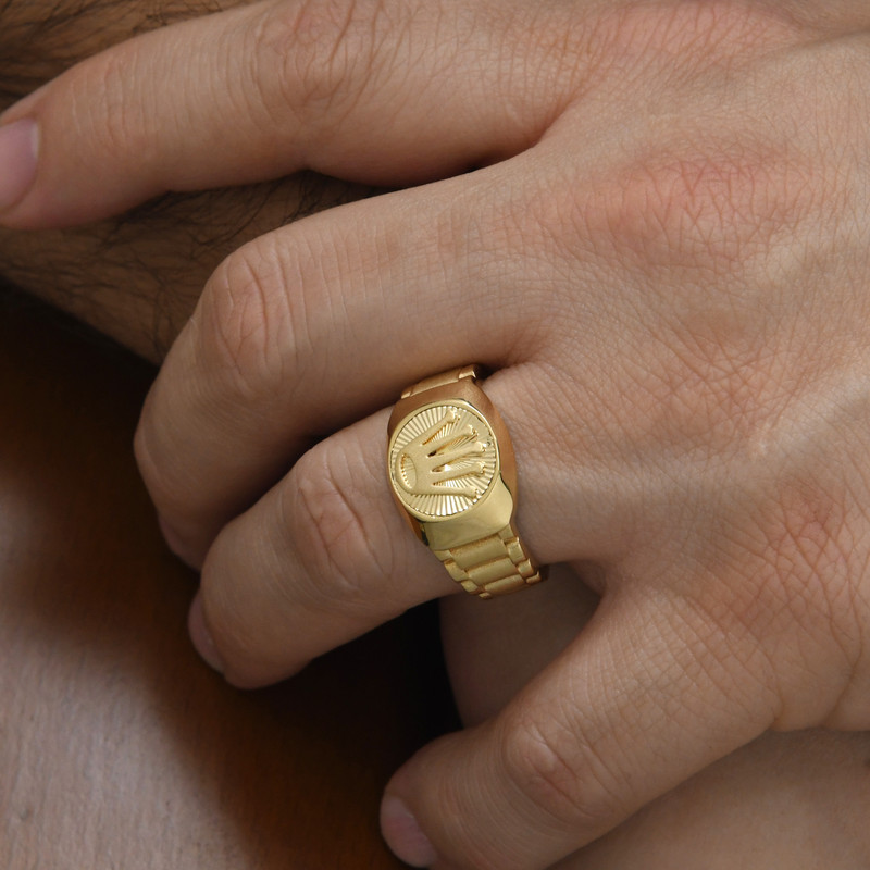 انگشتر طلا 18 عیار مردانه طلای مستجابی مدل تاج 790 کد 63