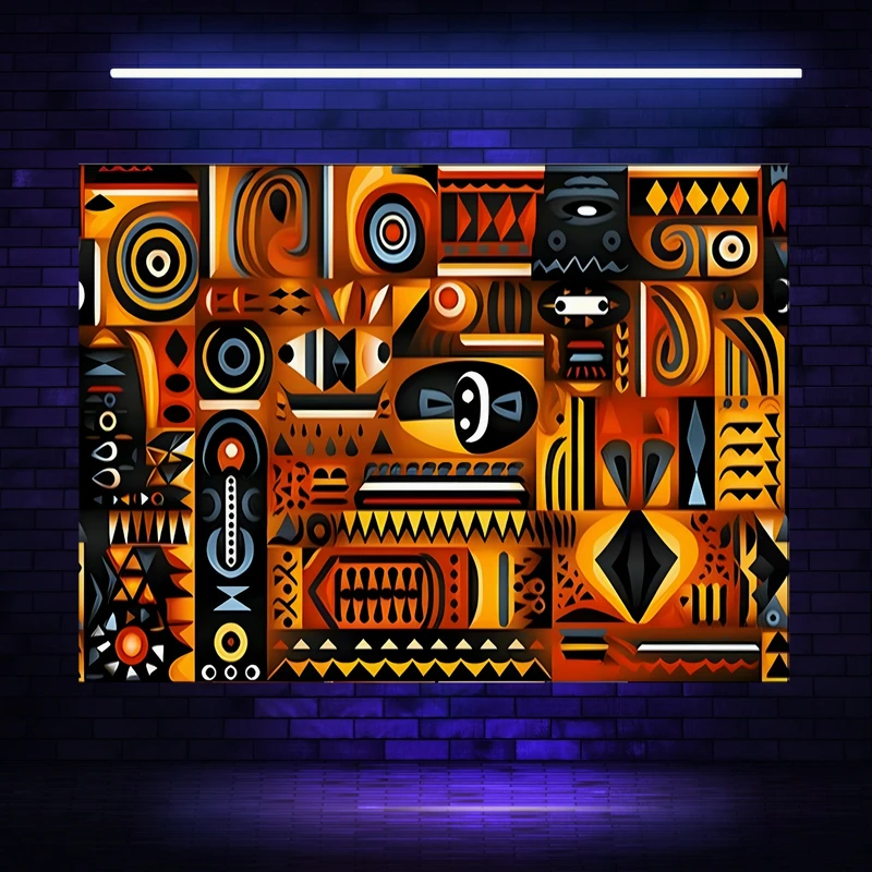 تابلو بوم مدل مخمل بلک لایت طرح مراکشی دیپ کد BK23286