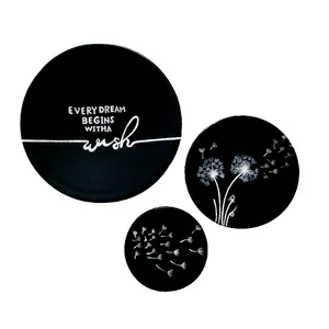 بشقاب دیوارکوب سفالی طرح قاصدک مجموعه 3 عددی