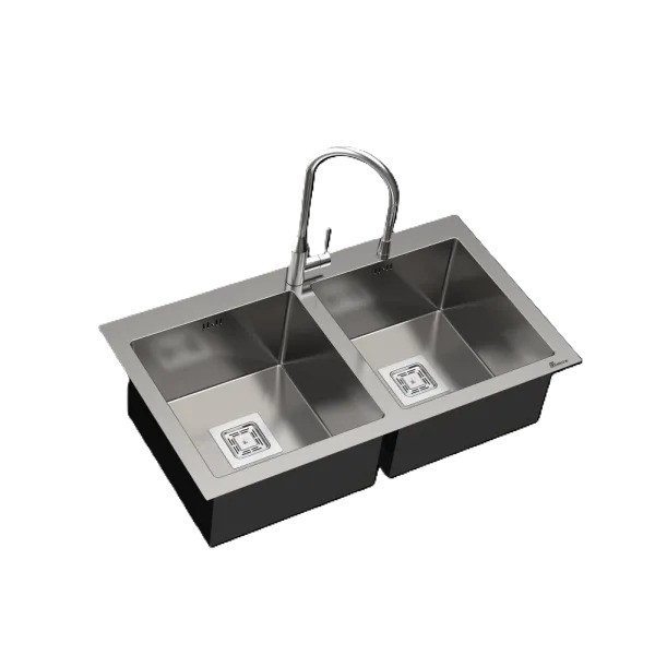 سینک ظرفشویی استیل توکار دو لگنه بیمکث مدل 722