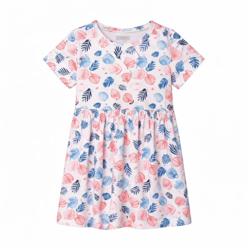 پیراهن آستین کوتاه یقه گرد دخترانه لوپیلو مدل صدف