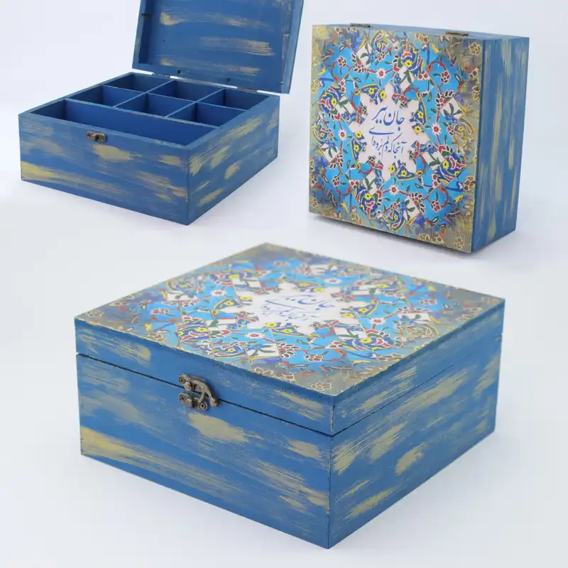 جعبه چوبی مدل سنتی طرح کاشی