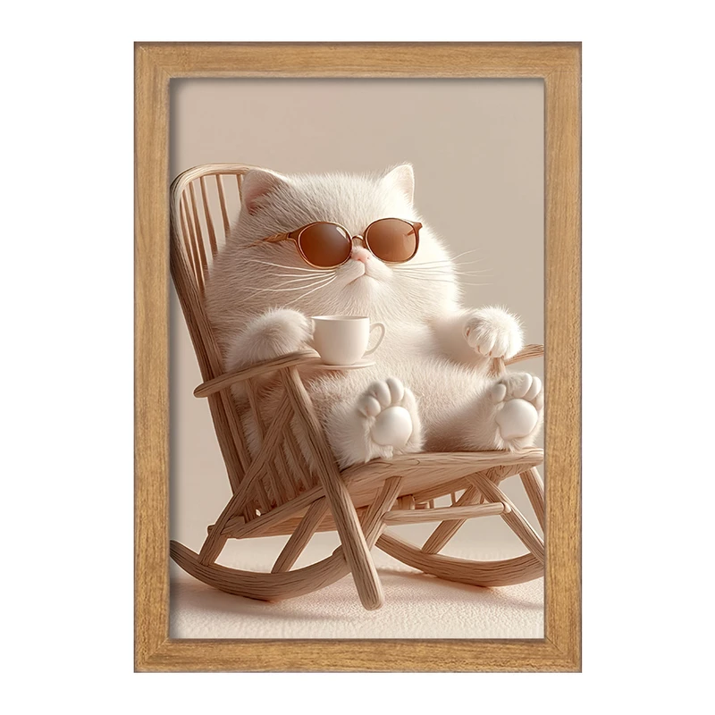 تابلو خندالو مدل گربه سفید چاق کد F10724