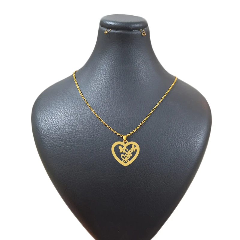 گردنبند زنانه هایکا مدل قلب و پروانه کد g.h 215