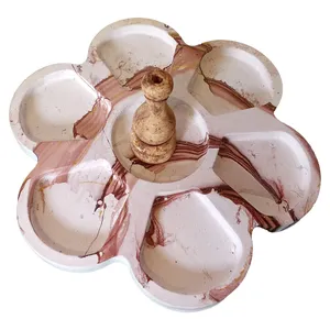 مجموعه ظروف هفت سین تک پارچه مدل  ماربل پتینه طرح گل کد ۳۰۳۰