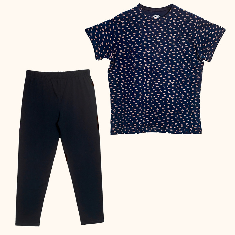 ست تی شرت و شلوار زنانه مدل آناهیتا رنگ سرمه ای