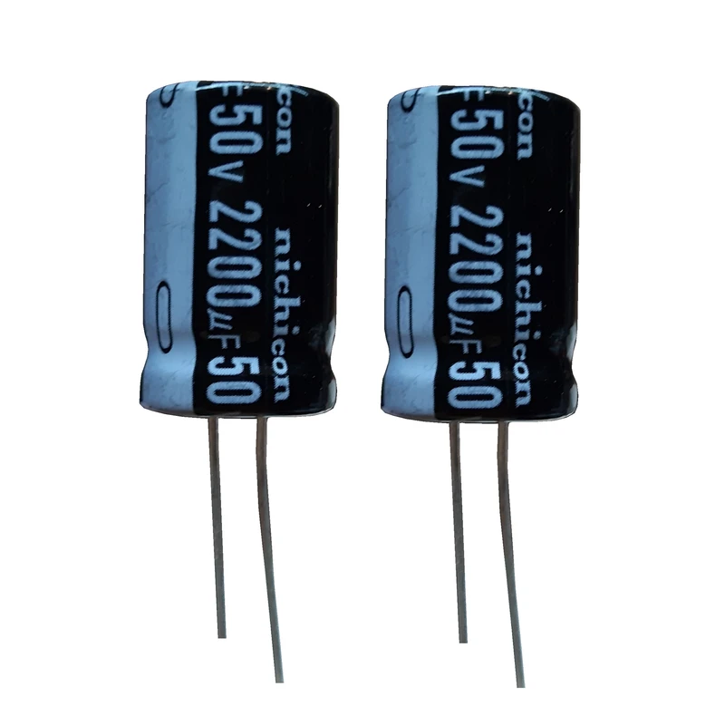 خازن الکترولیت 2200 میکروفاراد نیچیکون مدل PS2200uf50v بسته 2 عددی