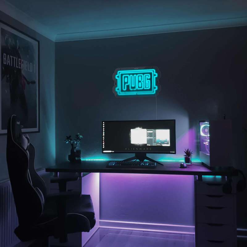 چراغ دیواری نئون دیزاین طرح Pubg-Logo_TBL