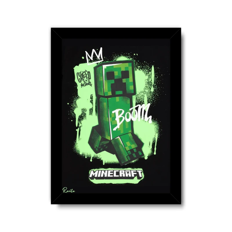 تابلو راویتا طرح ماینکرفت کد 3648 فریم مشکی