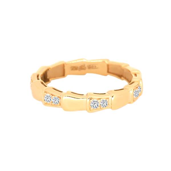 انگشتر طلا 18 عیار زنانه ماوی گالری مدل بولگاری نیمه نگین انگشتر طلا 18 عیار زنانه ماوی گالری مدل بولگاری نیمه نگین