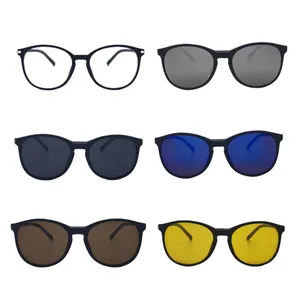 فریم عینک طبی گرد مدل TR2254A به همراه ۵کاور آفتابی مجموعه ۶ عددی