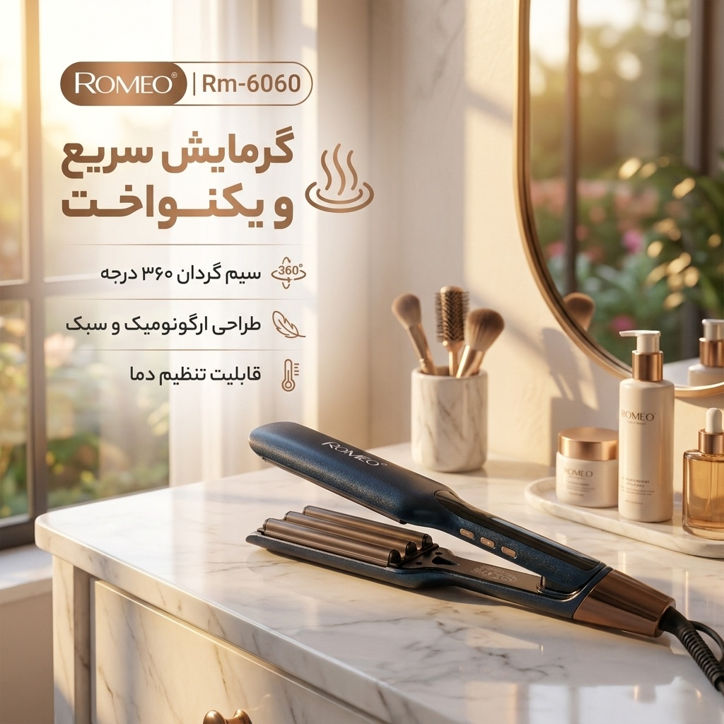 اتو و حالت‌دهنده‌ی مو رومئو مدل Rm-6060