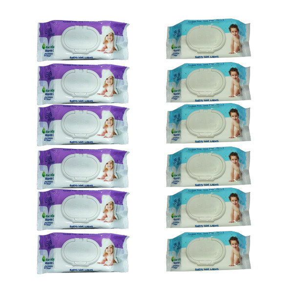دستمال مرطوب کودک بیبی من مدل 012 اقتصادی 12 بسته 120 عددی