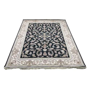 فرش ماشینی 1200 شانه زمینه سرمه‌ای حاشیه سرمه ای مدل افشان تبریز