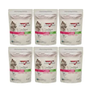 پوچ گربه بوناسیبو مدل Sterilised Lamb وزن 85 گرم بسته 6 عددی