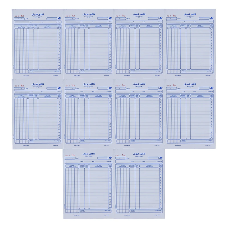 فاکتور فروش مدل B5-T001 بسته 10 عددی