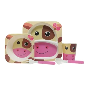 ظرف غذای 5 تکه کودک بامبو کیدز ست طرح گاو کد 3035