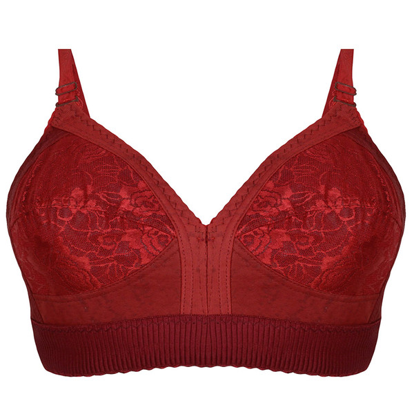 سوتین زنانه پرجامدا مدل کش پهن کد 340020718  رنگ زرشکی