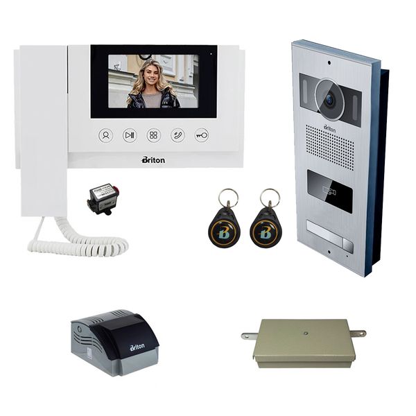 مجموعه دربازکن تصویری کارتی برایتون مدل 4330-2001R یک طبقه به همراه محافظ ولتاژ مانیتور