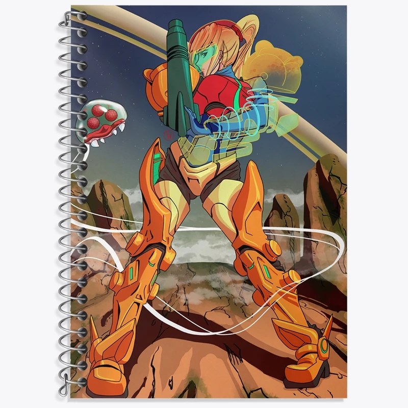 دفتر زبان 50 برگ خندالو مدل دو خط طرح بازی متروید (Metroid) کد 35672