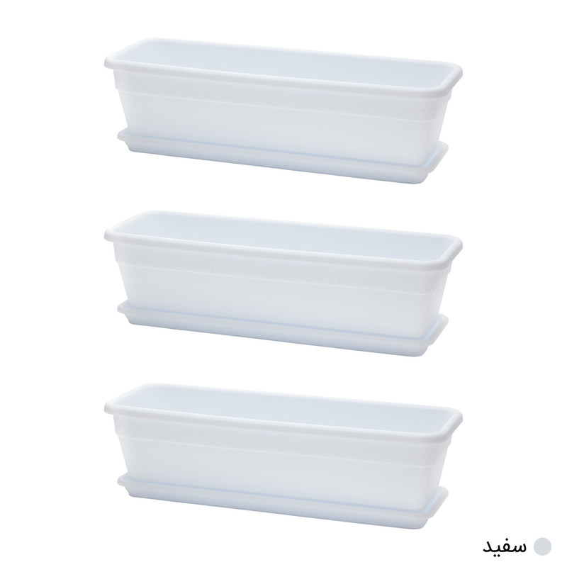 گلدان مدل پلاستیکی مستطیلی کد 603 مجموعه 3عددی
