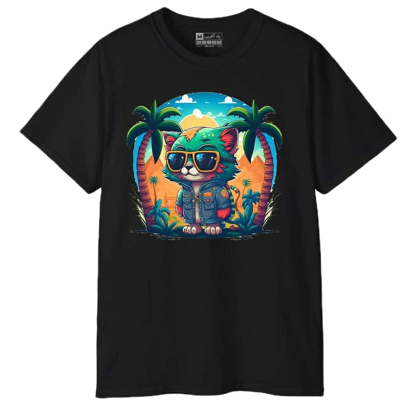 تی‌شرت آستین کوتاه مردانه پاد آفرین مدل گربه ساحلی کد 1724