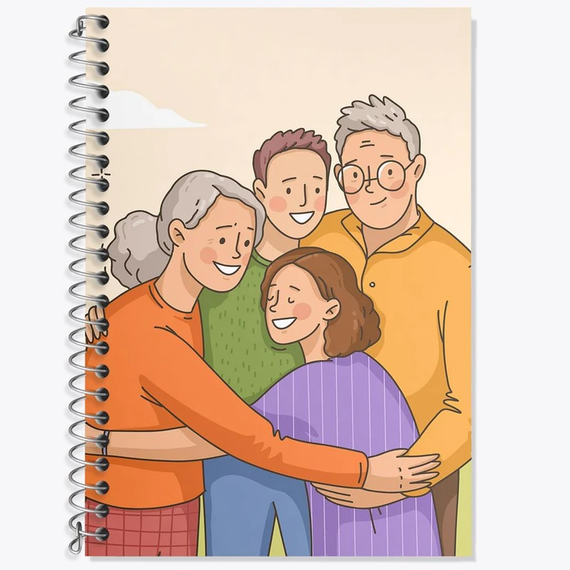 دفتر زبان 50 برگ خندالو مدل سه خط طرح خانواده شاد کد 29044