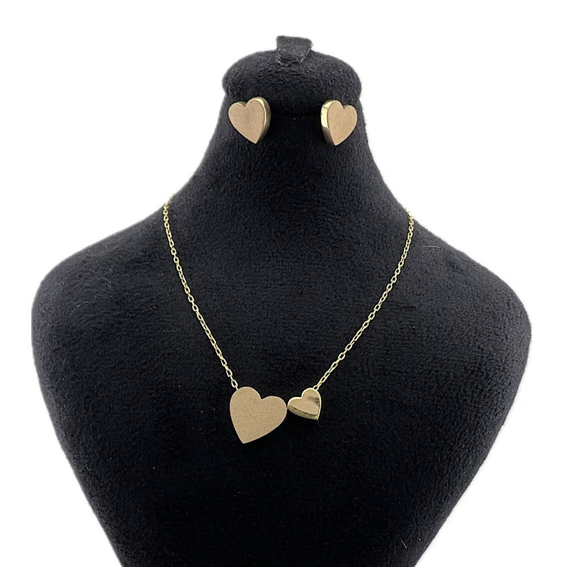 نیم ست طلا 18 عیار زنانه رستا گالری مدل سانتر قلب 5523