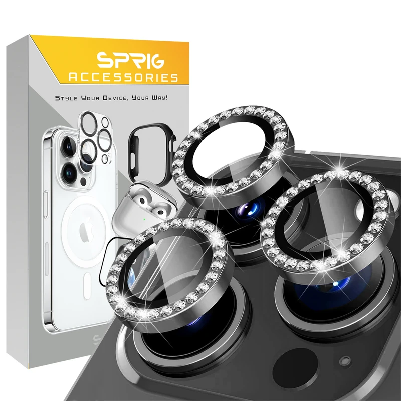 محافظ لنز دوربین اسپریگ مدل Ring Metal Shine مناسب برای گوشی موبایل اپل Iphone 12 Pro