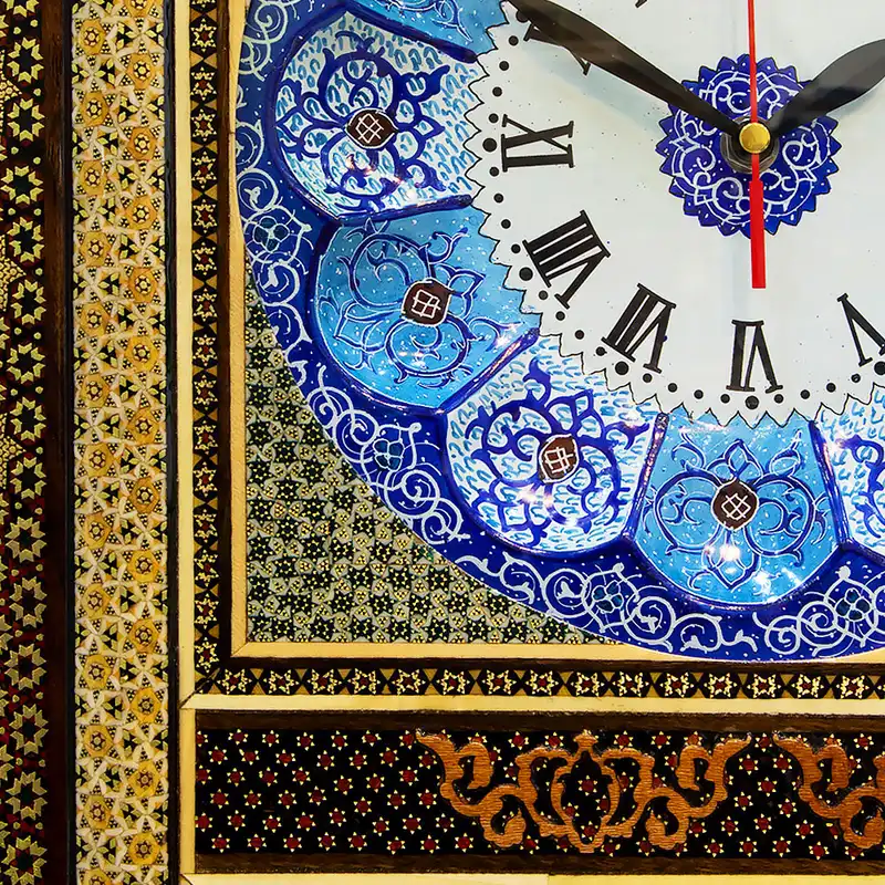 ساعت دیواری خاتم کاری مدل ستونی کد 01