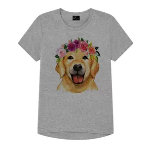 تی شرت دخترانه مدل سگ کد J26 رنگ طوسی