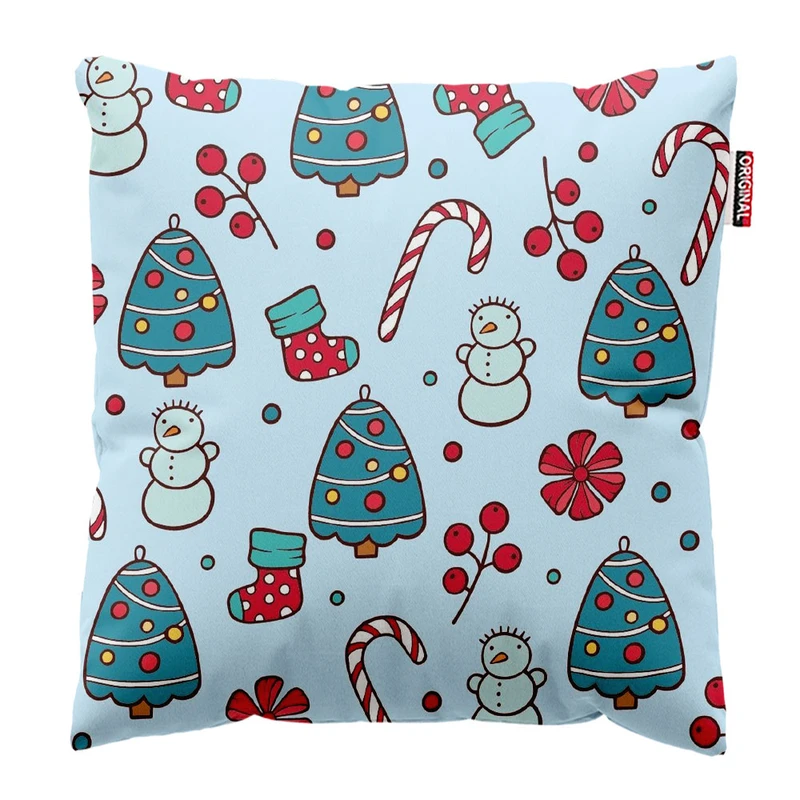 کوسن پاد آفرین طرح بابانوئل برف زمستون کریسمس کد 2668 سایز 40*40 سانتی متر